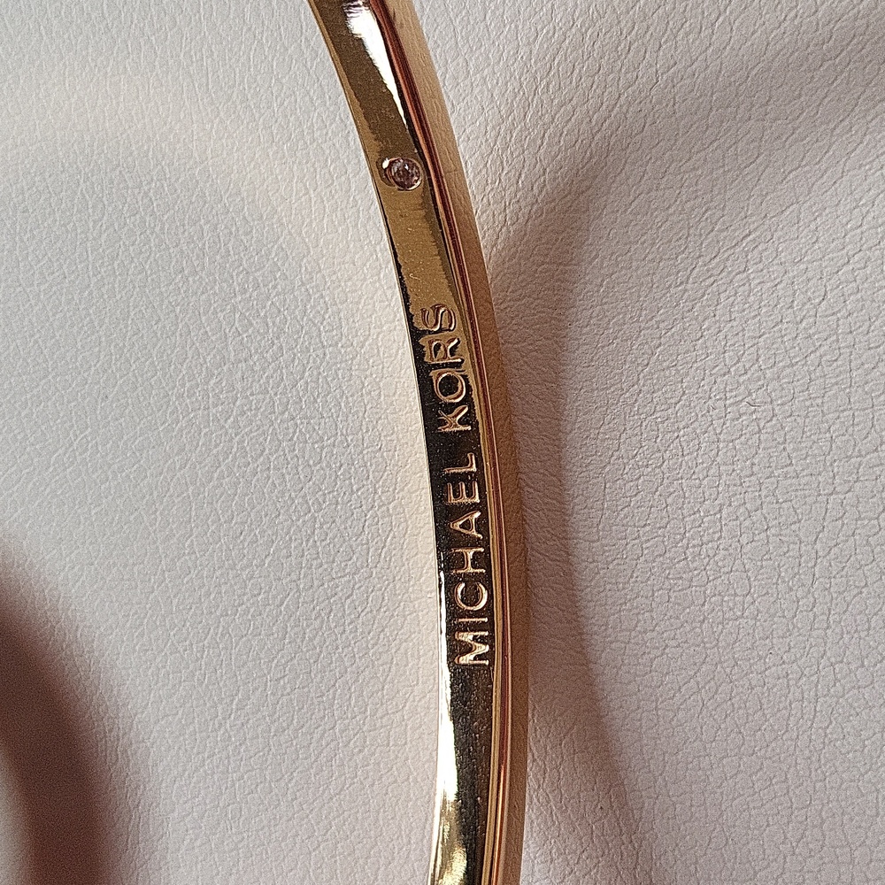 Michael Kors Rose Gold Crystal Logo Hinge Bracelet - Picture 6 of 11
